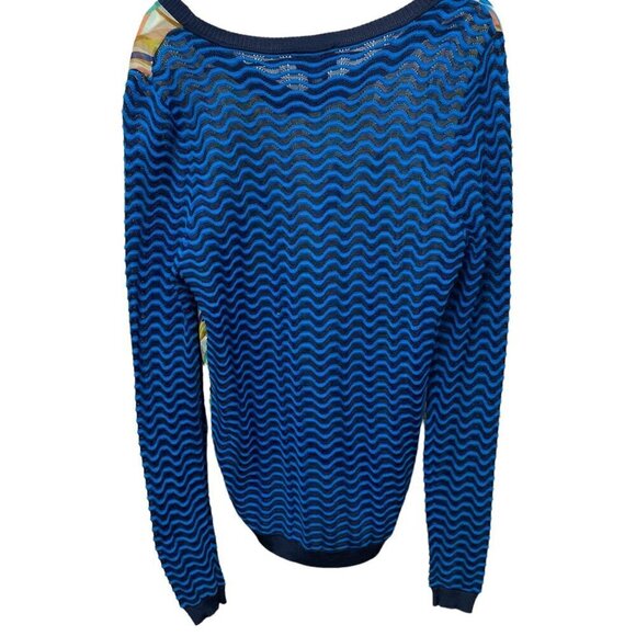 MISSONI for Target Womens Top L/XL Blue Print Blouse with Knit Back - Picture 11 of 13